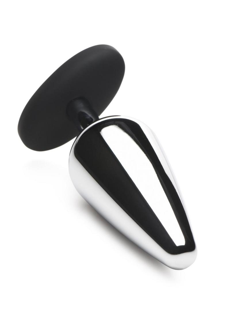 Master Series Butt Slut Metal and Silicone Butt Plug - Silver/Black