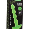 Bang! 28X Glow in the Dark Silicone Rechargeable Anal Beads with Remote Control - Green