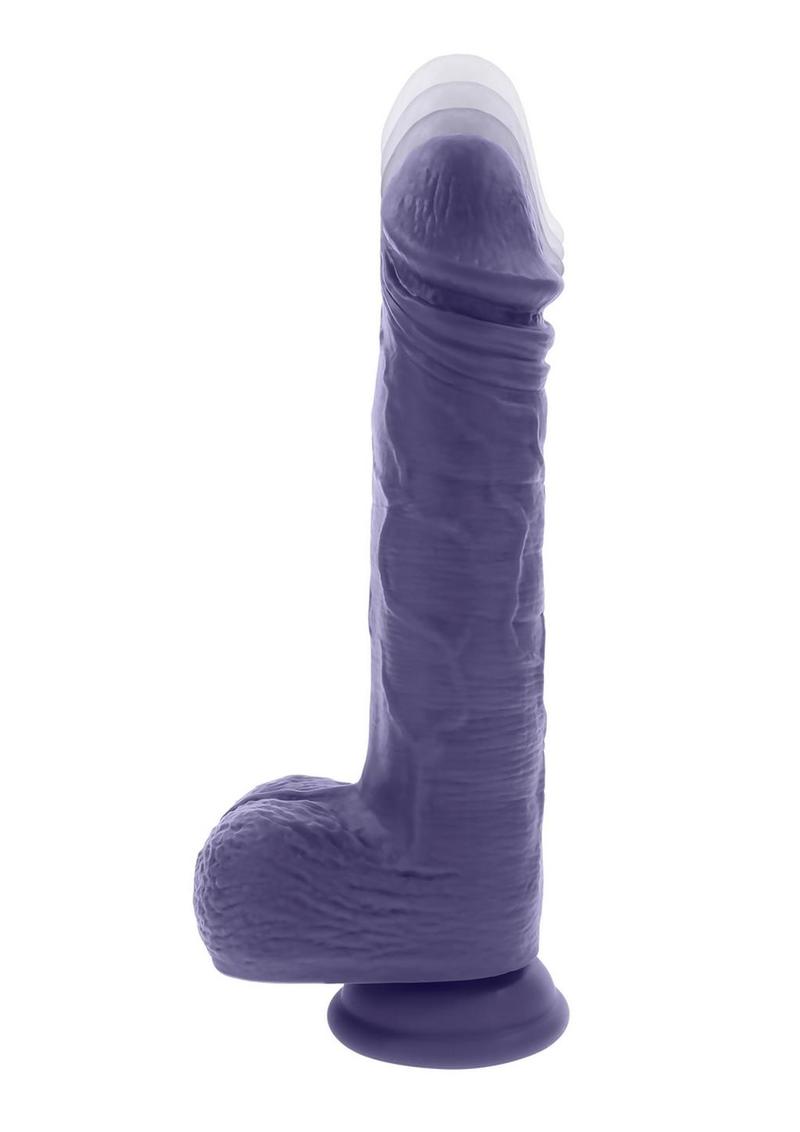 Pleasure Rider Rechargeable Silicone Thrusting Vibrating Dildo with Remote Control - Purple