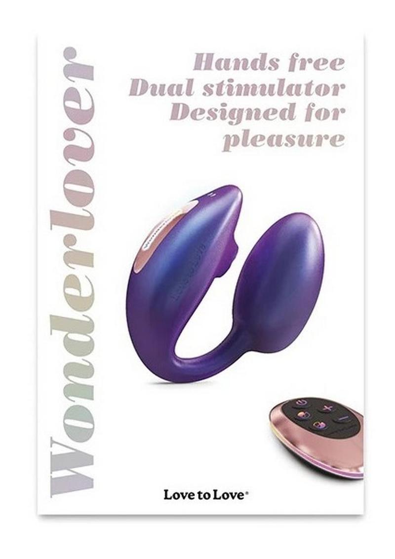 Love to Love Wonderlover Rechargeable Silicone Dual Vibrator with Remote Control - Iridescent Night Blue