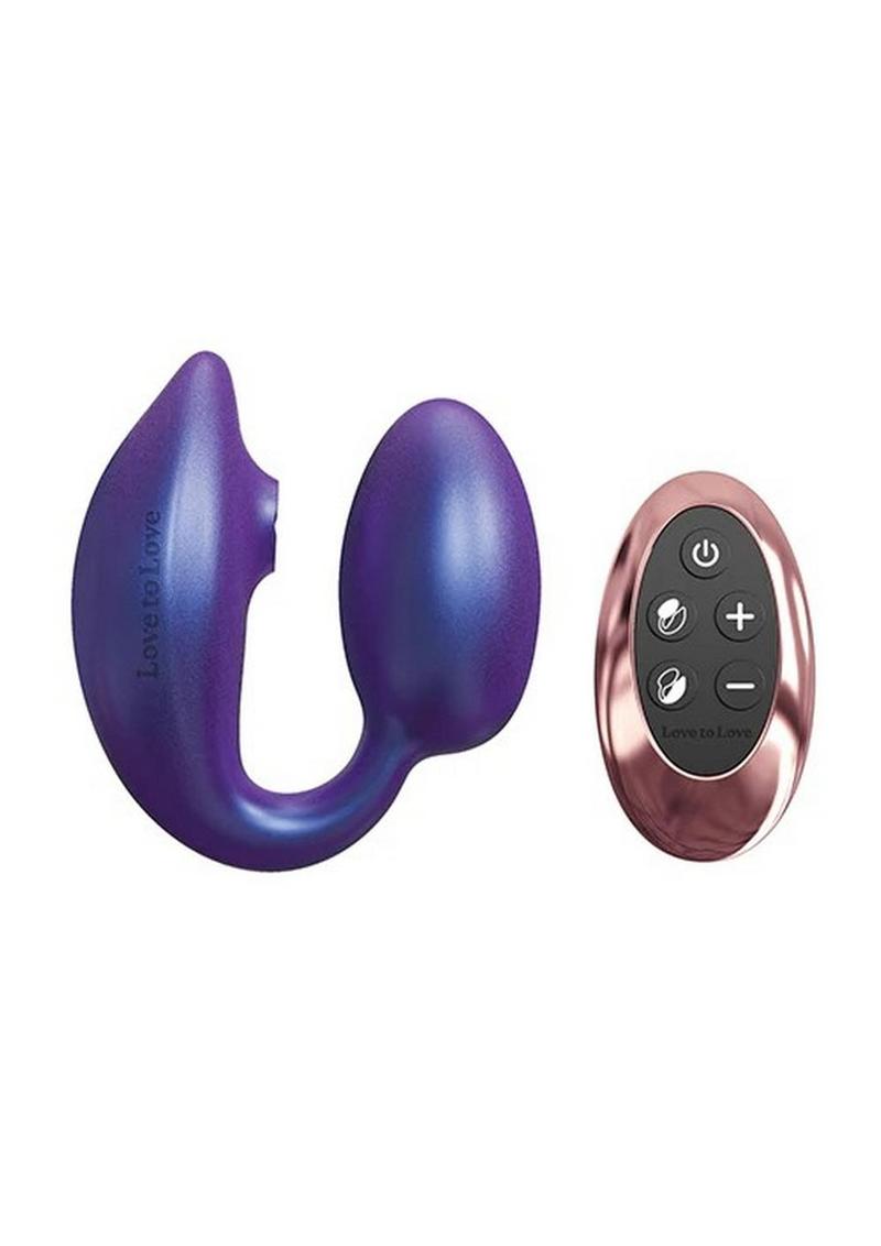 Love to Love Wonderlover Rechargeable Silicone Dual Vibrator with Remote Control - Iridescent Night Blue