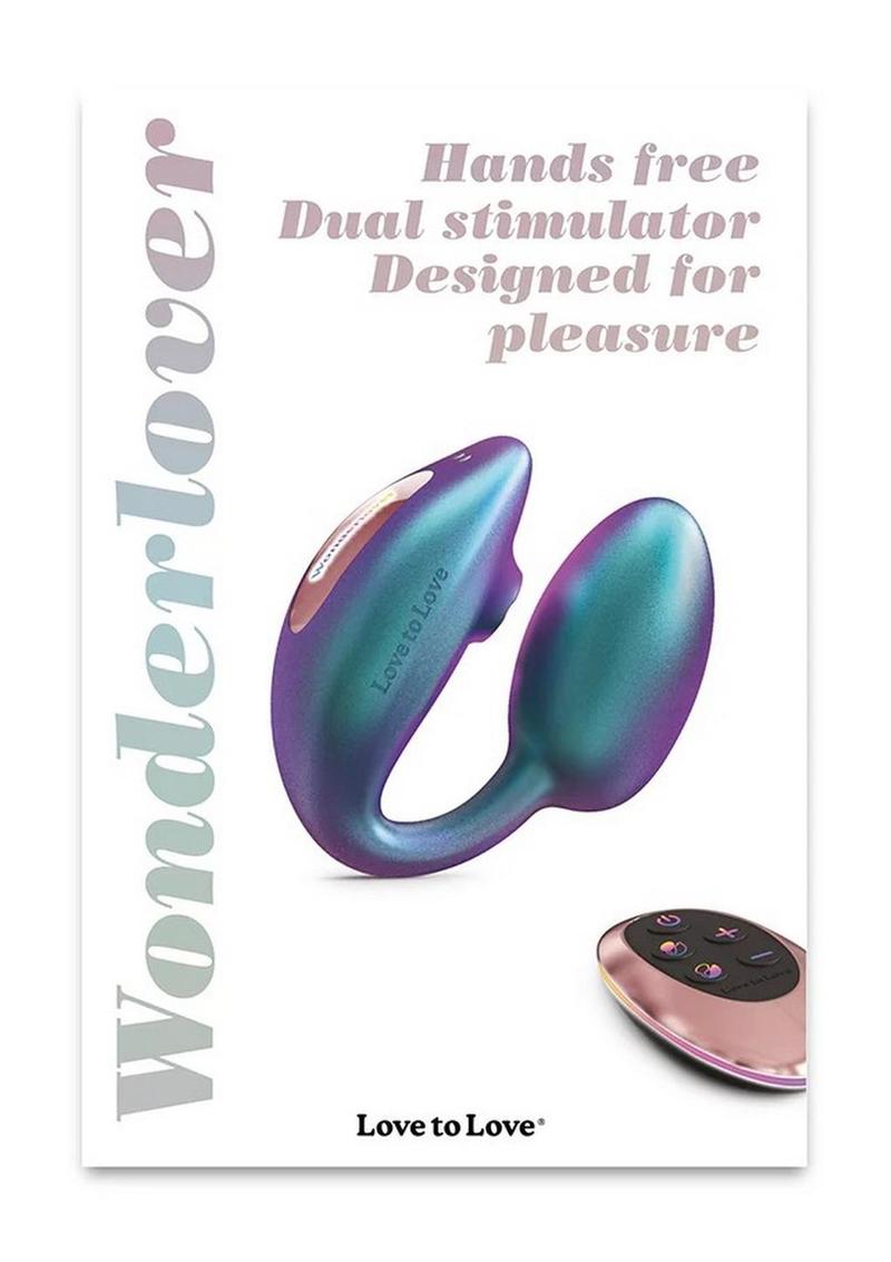 Love to Love Wonderlover Rechargeable Silicone Dual Vibrator with Remote Control - Iridescent Turquoise