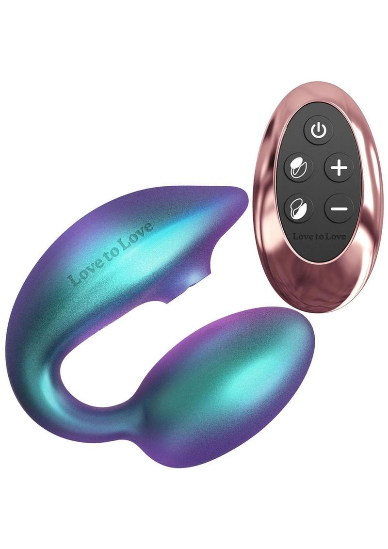 Love to Love Wonderlover Rechargeable Silicone Dual Vibrator with Remote Control - Iridescent Turquoise