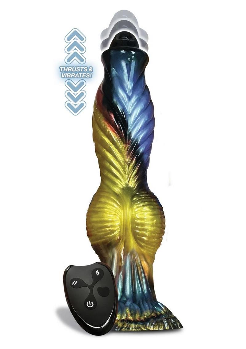 Alien Nation Phoenix Silicone Thrusting Dildo - Green/Yellow/Black