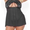Pink Pussycat Babydoll and G-String - Queen - Black