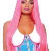 Leg Avenue Holographic Vinyl Zipper Front Under Bust Cincher - Small/Medium - Silver