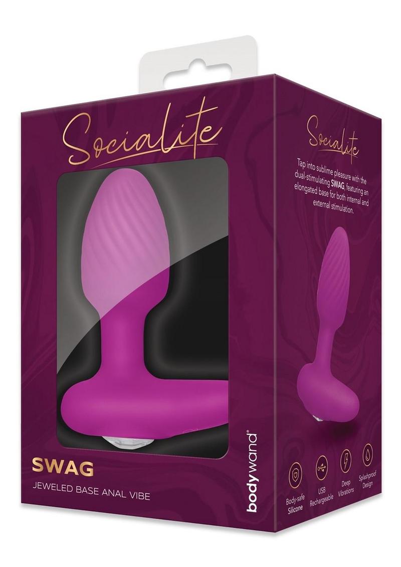 Bodywand Socialite Swag Rechargeable Silicone P-Spot Vibrator - Purple/Gold