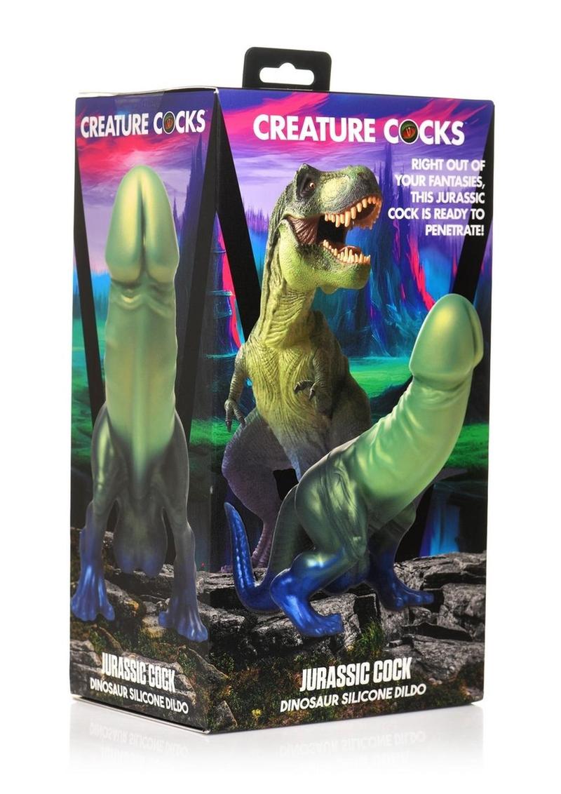 Creature Cocks Jurassic Dock Dinosaur Silicone Dildo - Green/Blue