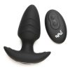 Bang! Rotating Vibrating Rechargeable Silicone Butt Plug with Remote Control - Black