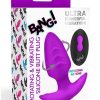 Bang! Rotating Vibrating Rechargeable Silicone Butt Plug with Remote Control - Purple