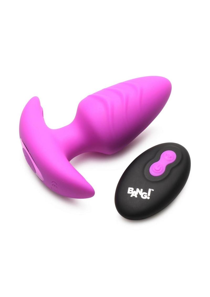 Bang! Rotating Vibrating Rechargeable Silicone Butt Plug with Remote Control - Purple