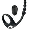 Atomic Dual Delight Rechargeable Silicone Cock Ring with Anal Beads - Black