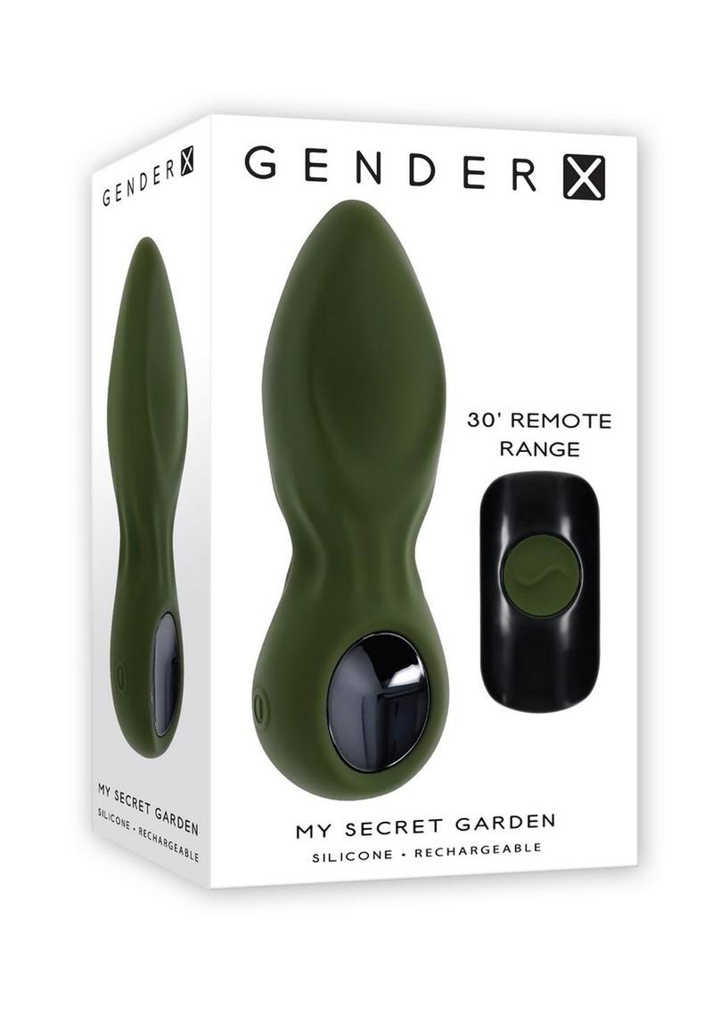 Gender X My Secret Garden Rechargeable Silicone Anal Plug with Remote Control - Green