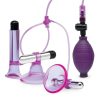 Lux Fetish Vibrating Nipple Suckers with Clitoral Pump With Quick Release - Purple/Silver