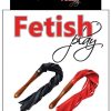 Fetish Play Wooden Handle Flogger Vegan Leather - Black