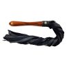 Fetish Play Wooden Handle Flogger Vegan Leather - Black