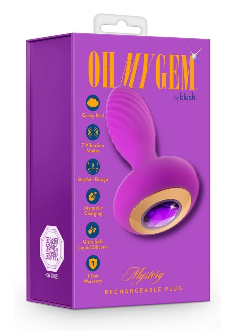 Oh My Gem Charm Rechargeable Silicone Anal Plug - Amethyst Purple