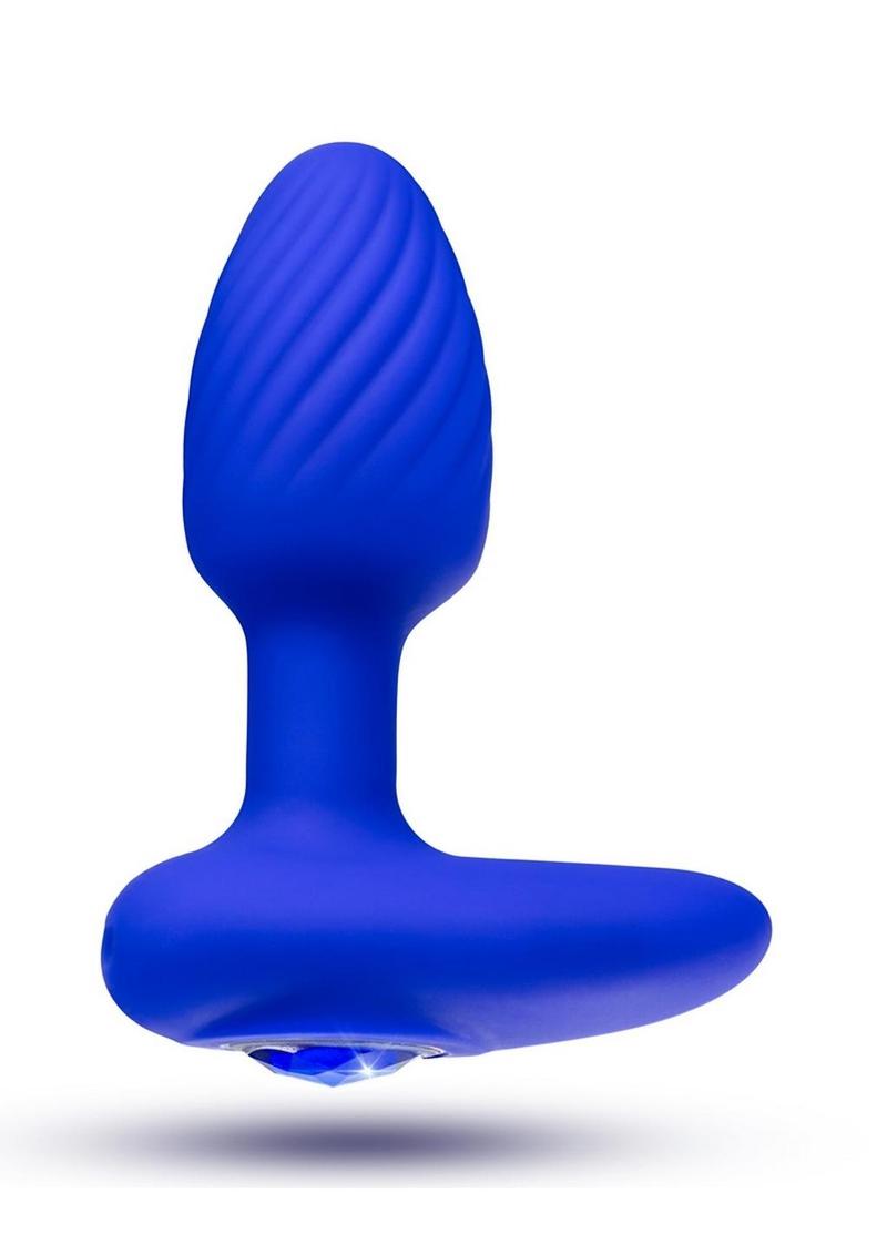 Oh My Gem Mystery Rechargeable Silicone Anal Plug - Sapphire Blue