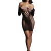 Le Desir Long Sleeved Mini Dress - O/S - Black