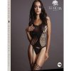 Le Desir Fence Suspender Bodystocking - O/S - Black