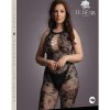 Le Desir Criss Cross Neck Bodystocking - Queen - Black
