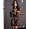 High Neck Lace Mini Dress - O/S - Black