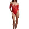 Le Desir Crotchless Rhinestone Teddy - O/S - Red