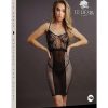 Le Desir Knee Length Lace and Fishnet Dress - O/S - Black