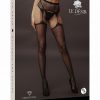 Le Desir Suspender Rhinestone Pantyhose - OS - Black