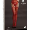 Le Desir Suspender Rhinestone Pantyhose - O/S - Red
