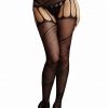 Le Desir Crotchless Cut Out Pantyhose - O/S - Black