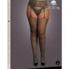 Le Desir Fishnet and Lace Garterbelt Stocking - Queen - Green