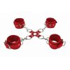 Ouch! Leather Hand and Leg Cuffs - Red