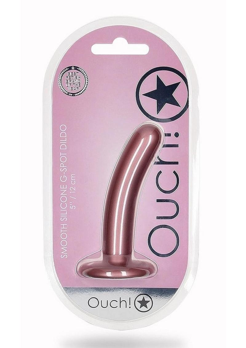 Ouch! Smooth G-Spot Silicone Dildo 5in - Metallic Rose Gold