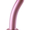 Ouch! Smooth G-Spot Silicone Dildo 7in - Metallic Rose Gold