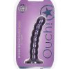 Ouch! Beaded G-Spot Silicone Dildo 5in - Metallic Purple