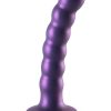 Ouch! Beaded G-Spot Silicone Dildo 5in - Metallic Purple