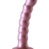 Ouch! Beaded G-Spot Silicone Dildo 5in - Metallic Rose Gold
