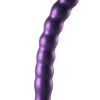 Ouch! Beaded G-Spot Silicone Dildo 8in - Metallic Purple