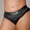 Ouch! Vibrating Strap-On High-Cut Brief Rechargeable - XL/2XL - Black