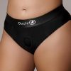 Ouch! Vibrating Strap-On Thong with Removable Butt Straps Rechargeable - XL/2XL - Black