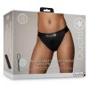 Ouch! Vibrating Strap-On Panty Harness with Open Back Rechargeable - M/L - Black