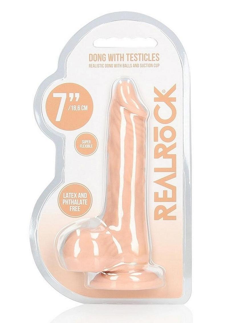 RealRock Skin Realistic Dildo with Balls 7in - Vanilla