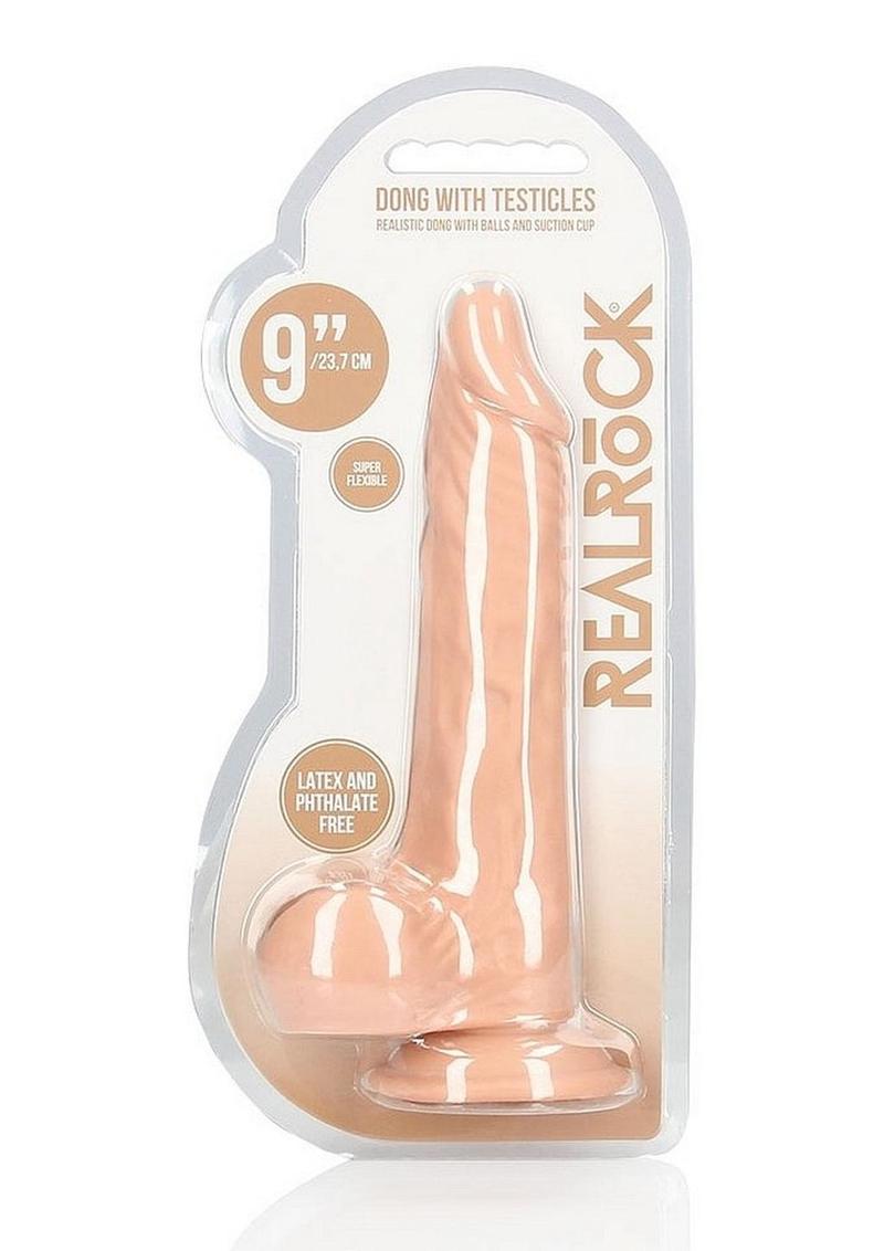 RealRock Skin Realistic Dildo with Balls 9in - Vanilla