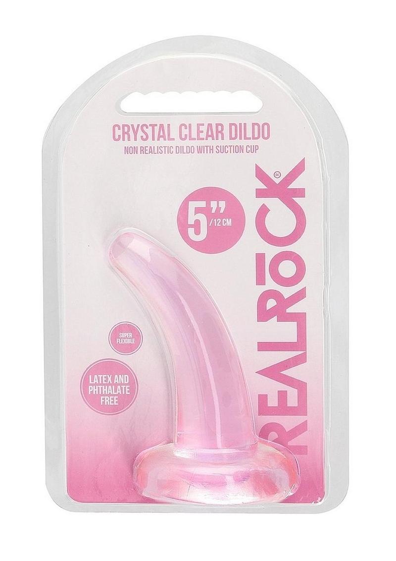 RealRock Crystal Clear Non Realistic Dildo with Suction Cup 4.7in - Pink