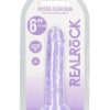 RealRock Crystal Clear Straight No Balls Dildo 6in - Purple