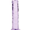 RealRock Crystal Clear Straight No Balls Dildo 6in - Purple