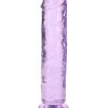 RealRock Crystal Clear Straight No Balls Dildo 7in - Purple