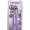 RealRock Crystal Clear Straight No Balls Dildo 8in - Purple