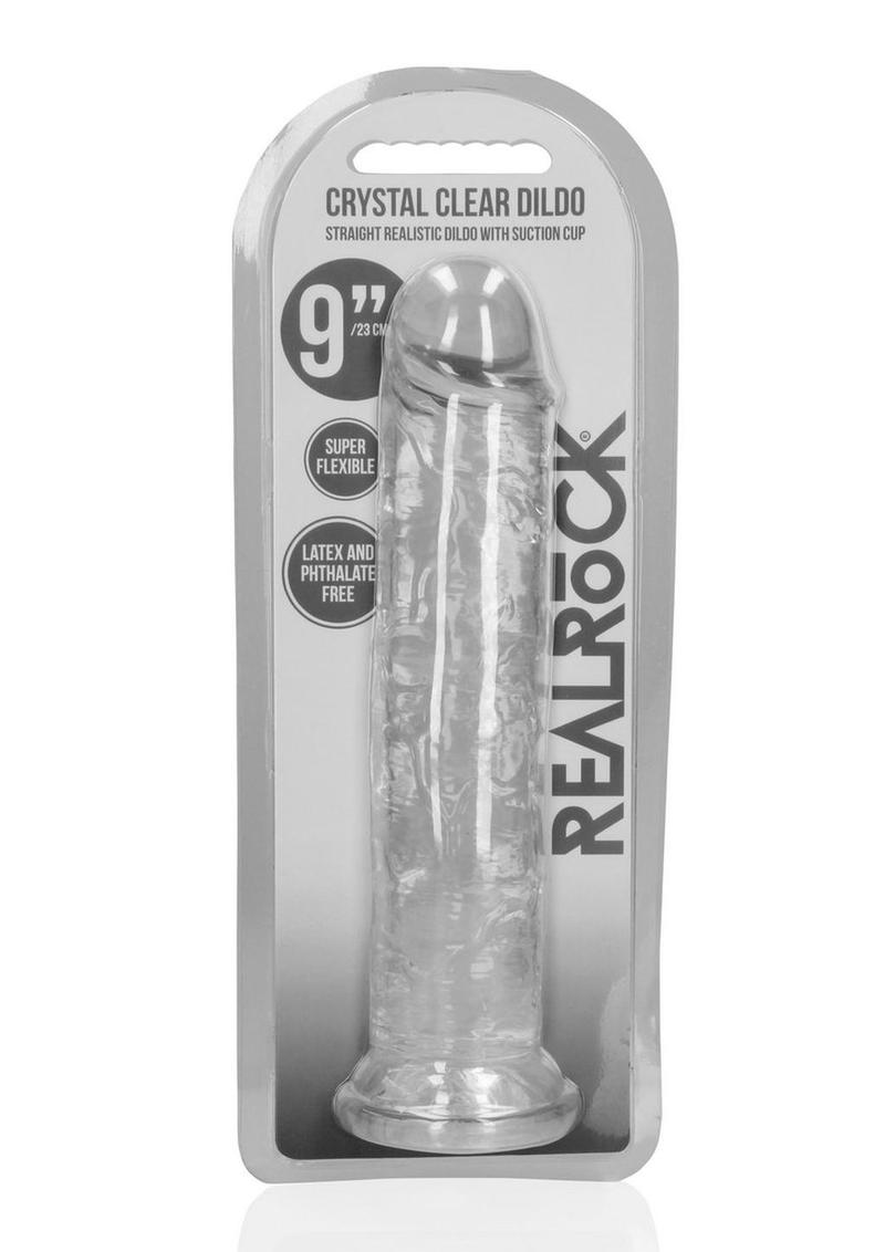 RealRock Crystal Clear Straight No Balls Dildo 9in - Clear